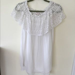 Zara white on or off the shoulder blouse.L